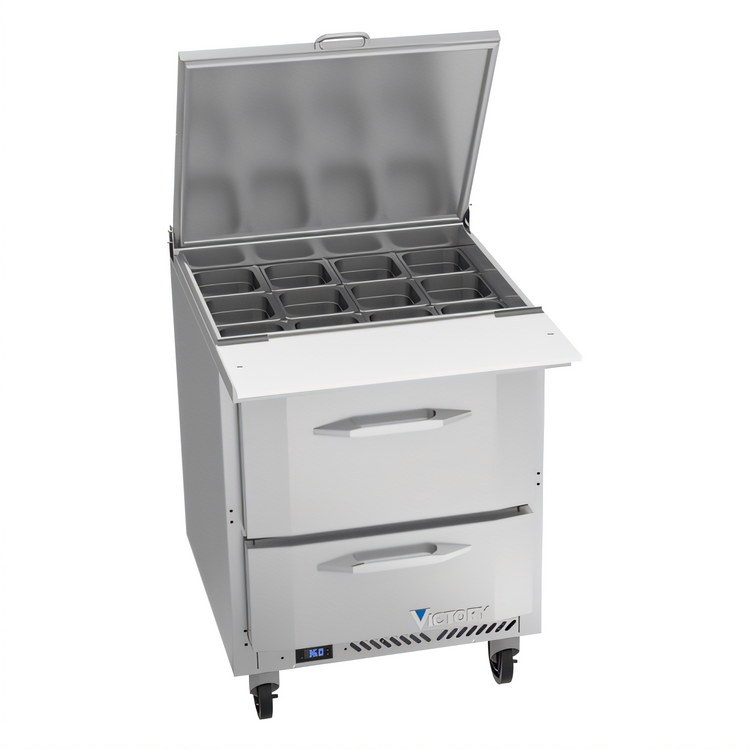 Product image #1 for Victory UltraSpec™ V-Core Big Top 27-Inch Sandwich Prep Refrigerator with 2 Drawers and 12-Pan Top