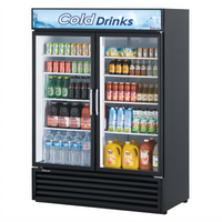 Turbo Air Two-Section Black Glass Door Refrigerated Merchandiser, 45.97 Cu. Ft., Self-Contained, Bottom-Mount Compressor
