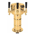 Thumbnail image #1 for Micro Matic USA MTM-3BRKR Mini-Mushroom Draft Beer Tower, Countertop, Glycol-Cooled, 3 Faucets, Polished Brass