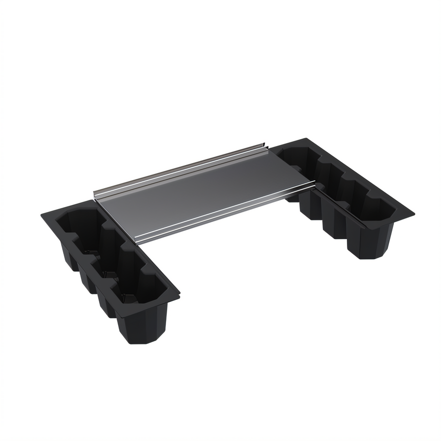 Product image #1 for Underbar Ice Bin Partial Cover with 2 Plastic Bottle Wells for 36 x 24 Inch Stainless Steel Bin