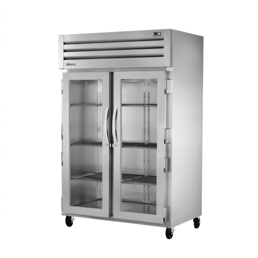 Product image #1 for Two-Section Glass Door Reach-In Refrigerator with Top-Mounted Self-Contained Refrigeration