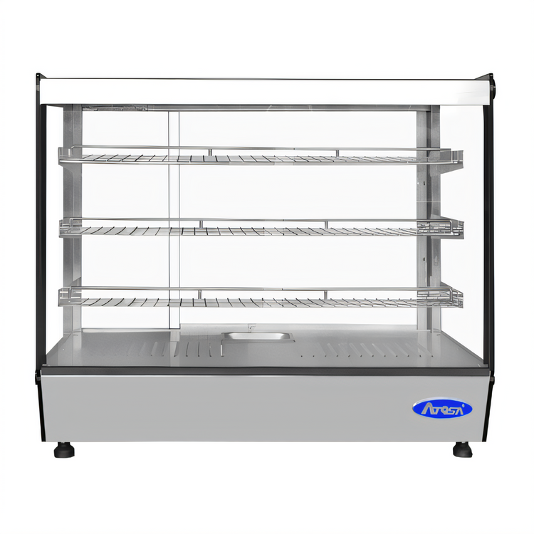 Product image #1 for Atosa Countertop Heated Display Case with Straight Front Glass, 5.3 Cu. Ft., Stainless Steel