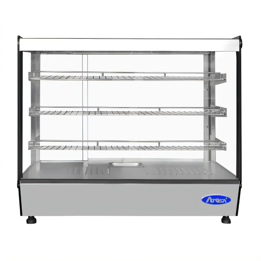 Product image #1 for Atosa Countertop Heated Display Case with Straight Front Glass, 5.3 Cu. Ft., Stainless Steel