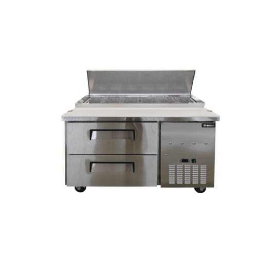 Product image #1 for 48-Inch One-Section Refrigerated Pizza Prep Table with 2 Drawers, Side-Mount Self-Contained Refrigeration, 12 Cu. Ft., Stainless Steel