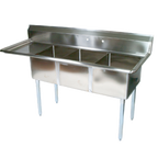 Thumbnail image #1 for John Boos E3S8-1014-10L15-X 3-Compartment Commercial Sink, Left 15-Inch Drainboard, 18/300 Stainless Steel, 47-1/2-Inch