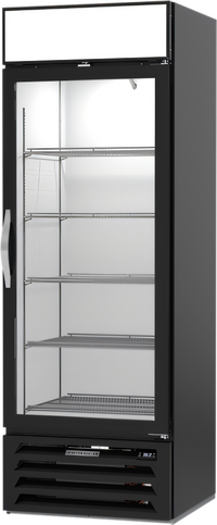Beverage-Air MarketMax 27-1/4 in. One-Section Reach-In Glass Door Merchandiser Refrigerator, 19.08 Cu. Ft., Bottom-Mounted, Black