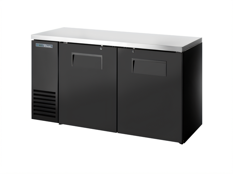 Product image #1 for True 60-1/8 Inch Two-Section Solid Door Back Bar Cooler with Stainless Steel Top and Left-Side Self-Contained Refrigeration