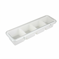 Winco 4-Compartment Bar Garnish Caddy with Cover, White ABS Plastic