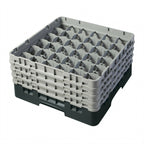 Thumbnail image #2 for Cambro Camrack® 36S800110 Full-Size 36-Compartment Glass Rack with 4 Soft Gray Extenders, Black, 2-7/8" Dia. x 8-1/2" H Case of 2