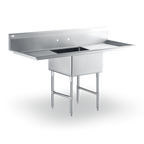 Thumbnail image #1 for Steel Works Stainless SWS1C242414-18LR-316 Stainless Steel Floor Sink, 1 Compartment, 24 x 24 x 14-Inch Bowl, Left/Right Drainboards, 60-Inch