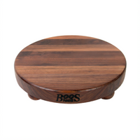 John Boos Boos Block Gift Collection 12-Inch Round American Black Walnut Cutting Board with Oil Finish and Bun Feet