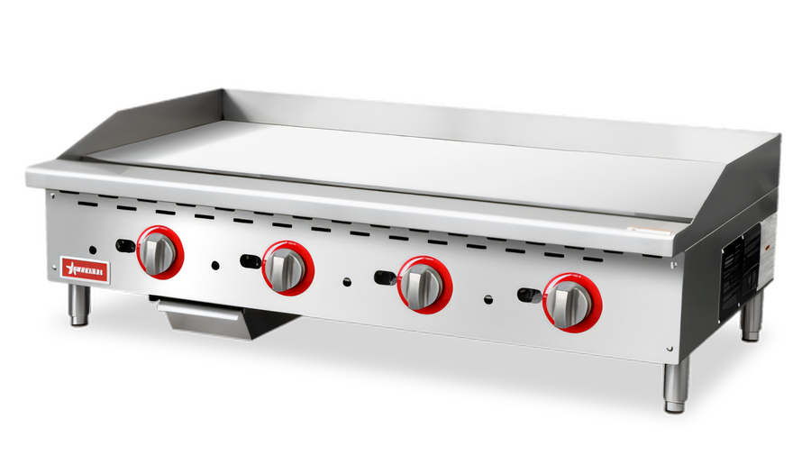 Product image #1 for Omcan 48-Inch Countertop Natural Gas Griddle with Thermostatic Controls and 1-Inch Polished Steel Plate