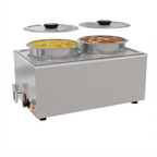 Thumbnail image #1 for Koolmore CFW-4T 16-Quart Two-Pot Electric Countertop Bain Marie Food Warmer, Stainless Steel, Manual Controls, Faucet