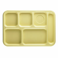 Cambro Camwear Yellow 6-Compartment Polycarbonate School Tray, 10 x 14-1/2 Inch Rectangular