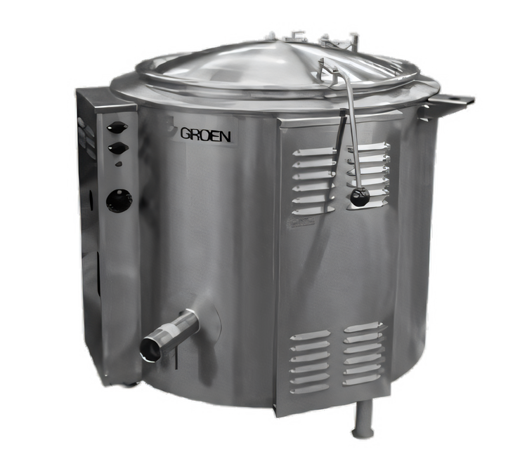 Product image #1 for Groen EE-100 100-Gallon Floor Model Electric Steam Jacketed Kettle with Tri-Leg Base