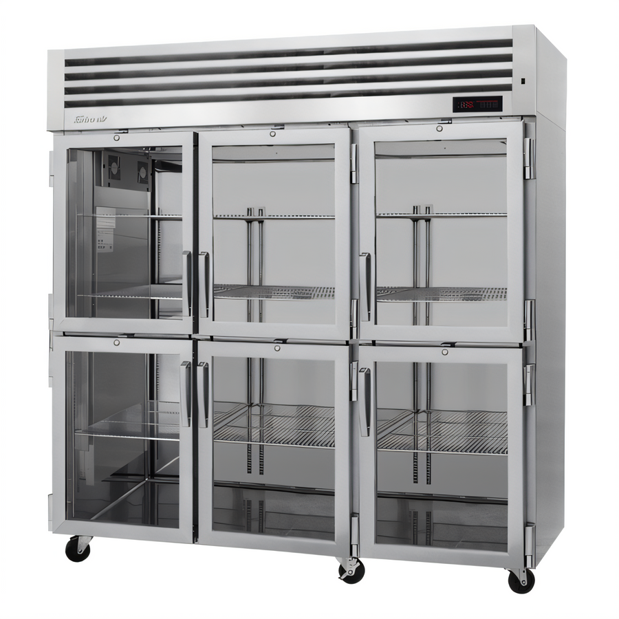 Product image #1 for Turbo Air PRO Series Three-Section Heated Reach-In Holding Cabinet with 6 Self-Closing Glass Half Doors, 73.9 Cu. Ft.