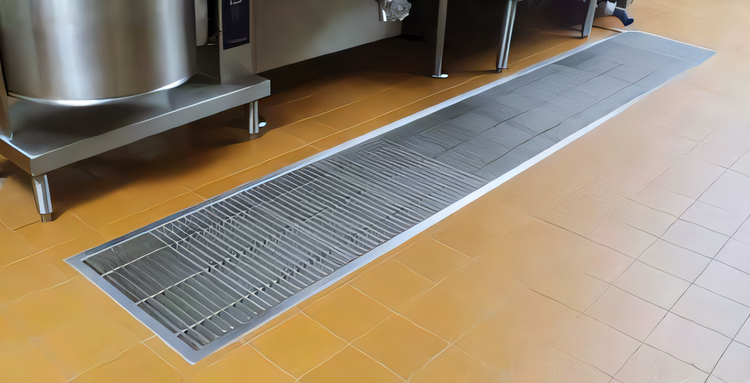Product image #1 for Eagle Group ASFT-1224-SG-X Anti-Splash Floor Trough with Subway-Style Stainless Steel Grating, 24 x 12 Inch, 6 Inch Deep