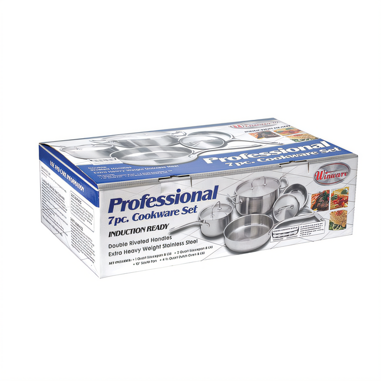 Product image #1 for Winco Premium 7-Piece Induction-Ready Stainless Steel Cookware Set