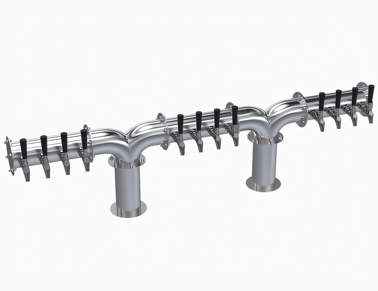 Product image #1 for Krowne Double Pipe Y-Tower 12-Faucet Glycol-Cooled Beer Tower, 60-Inch Overall Length