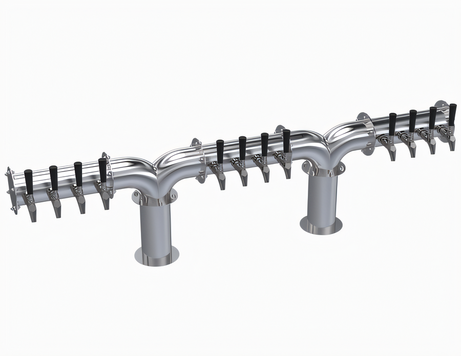 Product image #1 for Krowne Double Pipe Y-Tower 12-Faucet Glycol-Cooled Beer Tower, 60-Inch Overall Length