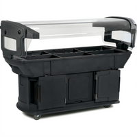 Carlisle Maximizer 6-Foot Mobile Ice Cooled Food Bar with Tilting Acrylic Sneeze Guard, Black