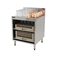 Top Shelf 24-Inch x 24-Inch Stainless Steel Underbar Glass Storage Cabinet with Drainboard Top