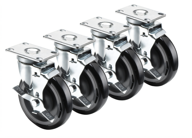 Product image #1 for Krowne Royal Series 5-Inch Swivel Plate Caster Set with Brake, 220 lb. Capacity per Caster