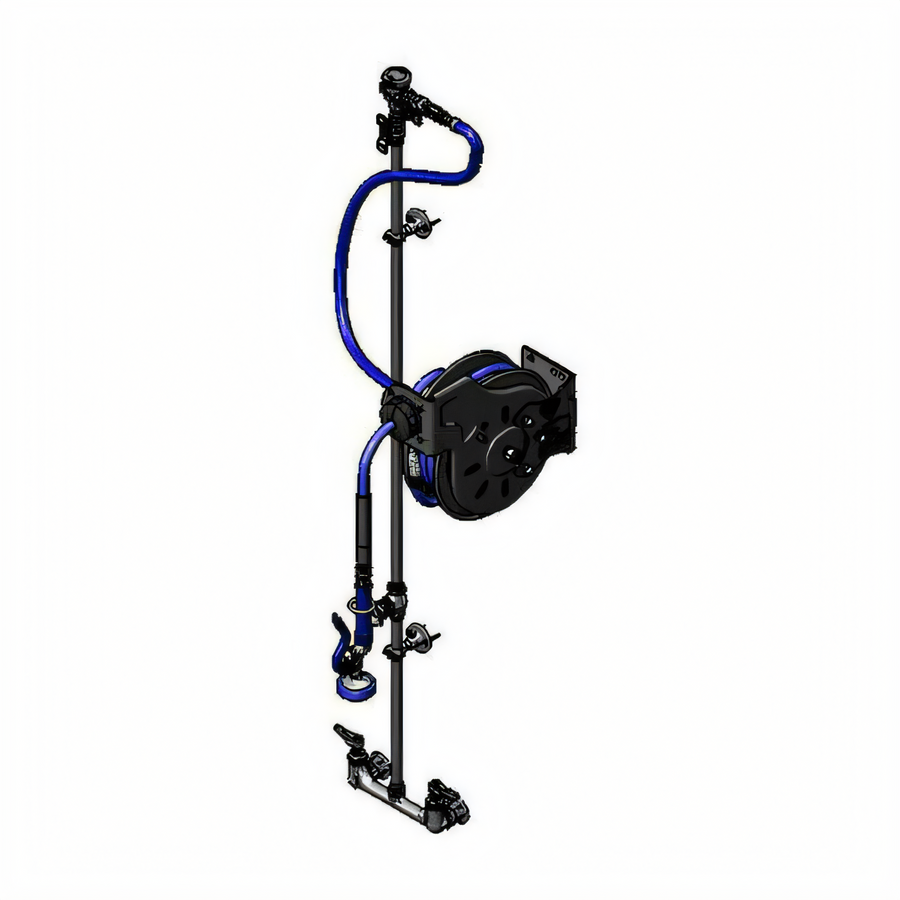 Product image #1 for T&S Brass Open Wall-Mount Retractable Hose Reel Assembly with 8-Inch Mixing Faucet and 15-Foot Hose