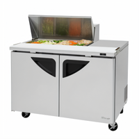 Turbo Air Super Deluxe 48 1/4-Inch Two-Section Refrigerated Sandwich/Salad Prep Table with 8-Pan Opening and 2 Doors