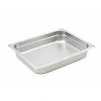 Winco Half-Size Solid Steam Table Pan, 2-1/2 Inch Deep, 22 Gauge, Anti-Jamming, 18/8 Stainless Steel