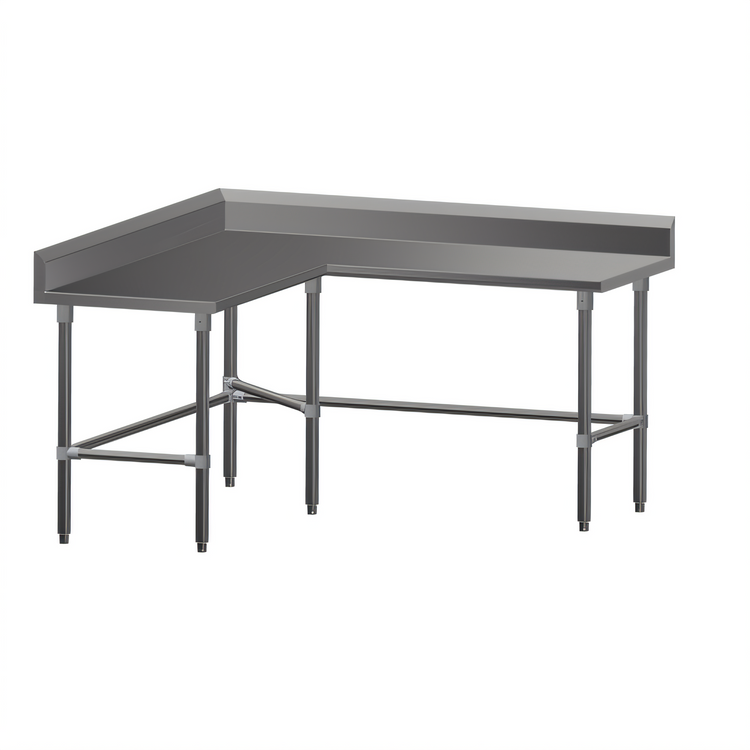 Product image #1 for John Boos L-Shaped Stainless Steel Corner Work Table with 5-Inch Backsplash, 60 x 60 x 40-3/4 Inches