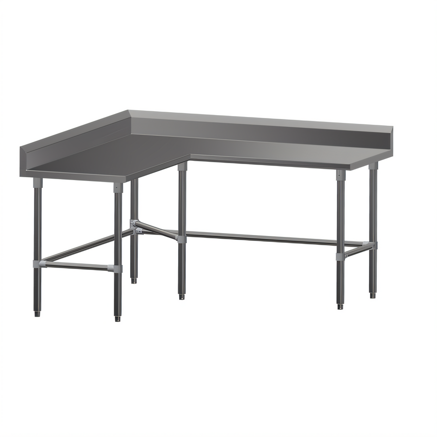 Product image #1 for John Boos L-Shaped Stainless Steel Corner Work Table with 5-Inch Backsplash, 60 x 60 x 40-3/4 Inches