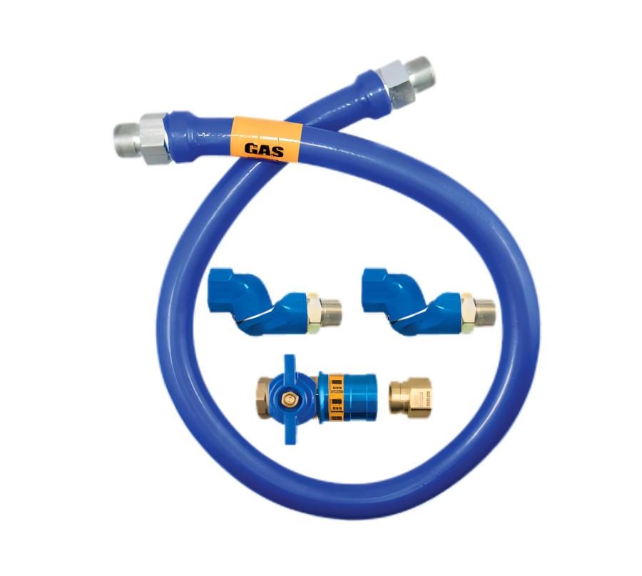 Product image #1 for Dormont Blue Hose 3/4" I.D. x 60" Moveable Gas Connector Hose Assembly with Double Swivel MAX and Safety Quik Quick-Disconnect Valve
