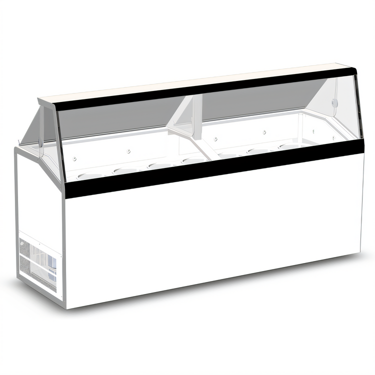 Product image #1 for Master-Bilt Low-Glass Ice Cream Dipping/Display Freezer with 16 Display Tubs and 12 Storage Tubs