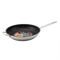 Premium 12-1/2 Inch Round Non-Stick Fry Pan with Helper Handle, Stainless Steel, Induction Ready