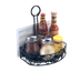Thumbnail image #1 for Ironworks Semi-Round Black Wrought Iron 1-Compartment Condiment Caddy with Flat Back and Menu Clips
