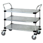 Thumbnail image #1 for Quantum WRC-2448-3G Galvanized Steel Utility Cart, 3 Solid Shelves, 1,200 lb. Capacity, 48 x 24 x 37-1/2 Inches