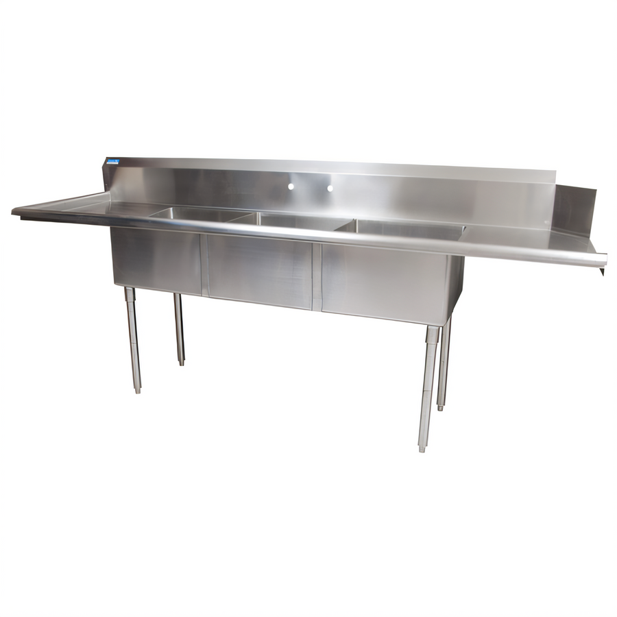 Product image #1 for BK Resources Soiled Dishtable With 3-Compartment Sink, Left-to-Right Operation, 100 Inch x 30-1/2 Inch
