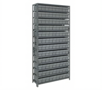 Quantum Heavy-Duty Stationary Wire Shelving Unit with 13 Shelves and 108 Bins