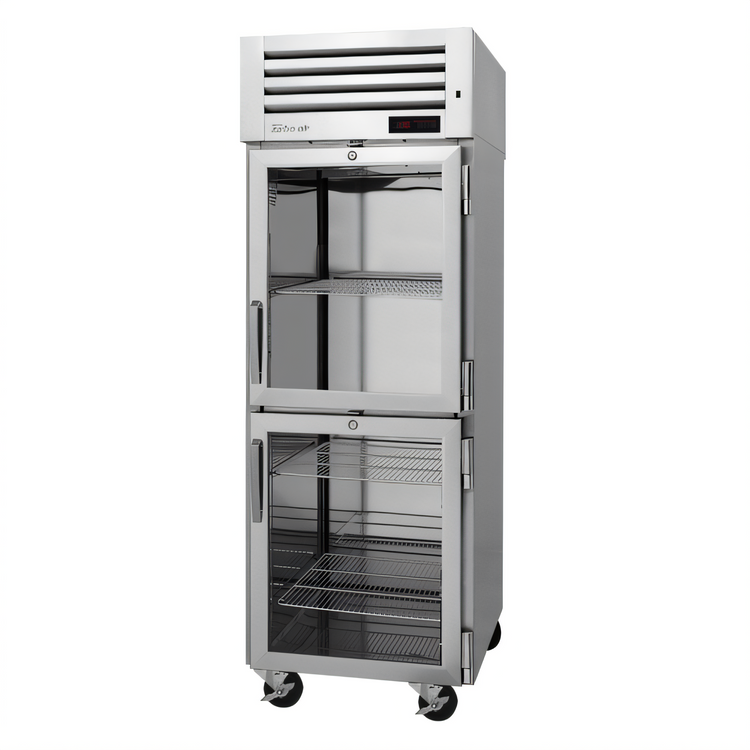 Product image #1 for Turbo Air PRO Series Pass-Thru Heated Pizza Holding Cabinet, 1 Section, 27 Cu. Ft., Half-Height Glass Front and Solid Rear Doors