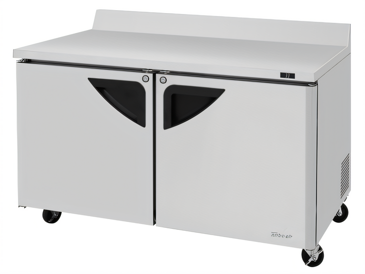 Product image #1 for Turbo Air Super Deluxe 60-Inch Two-Section Worktop Refrigerator, 16 Cu. Ft., Stainless Steel, Rear-Mounted Self-Contained Refrigeration