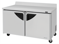 Turbo Air Super Deluxe 60-Inch Two-Section Worktop Refrigerator, 16 Cu. Ft., Stainless Steel, Rear-Mounted Self-Contained Refrigeration