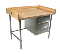 John Boos BT3S04 96-Inch x 30-Inch Baker's Table with 1-3/4-Inch Maple Top, 3 Drawers, and Stainless Steel Base
