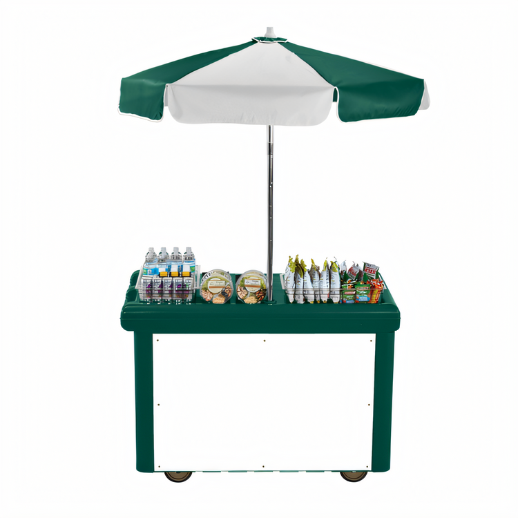 Product image #1 for Cambro Camcruiser® Kentucky Green Vending Cart with 1 Full-Size Food Pan Well and 60-Inch Umbrella