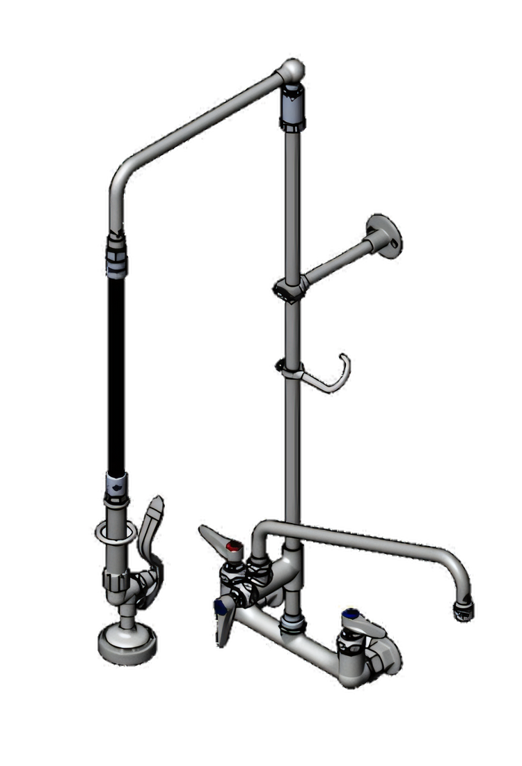 Product image #1 for EasyInstall Wall-Mount Pre-Rinse Unit with Add-On Faucet and 14-Inch Swing Nozzle