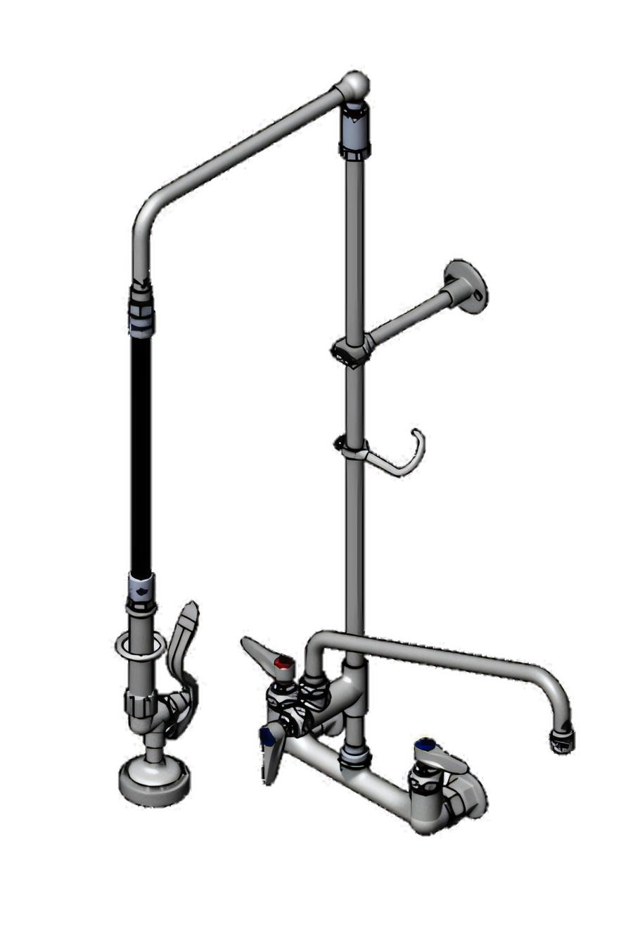 Product image #1 for EasyInstall Wall-Mount Pre-Rinse Unit with Add-On Faucet and 14-Inch Swing Nozzle