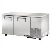 True 60-Inch Deep Undercounter Freezer with 2 Solid Doors and Side-Mounted Self-Contained Refrigeration