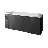 True Premier Bar 92-Inch Four-Section Refrigerated Back Bar Cooler, Left-Side Self-Contained Refrigeration