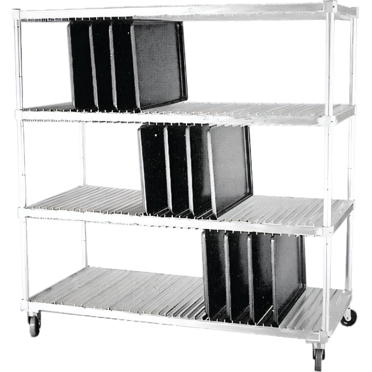 Product image #1 for Dinex 3-Tier Aluminum Tray Drying Rack with Open Tubular Shelving and 5-Inch Swivel Casters, 63-3/4 x 28 x 74-1/2 Inches