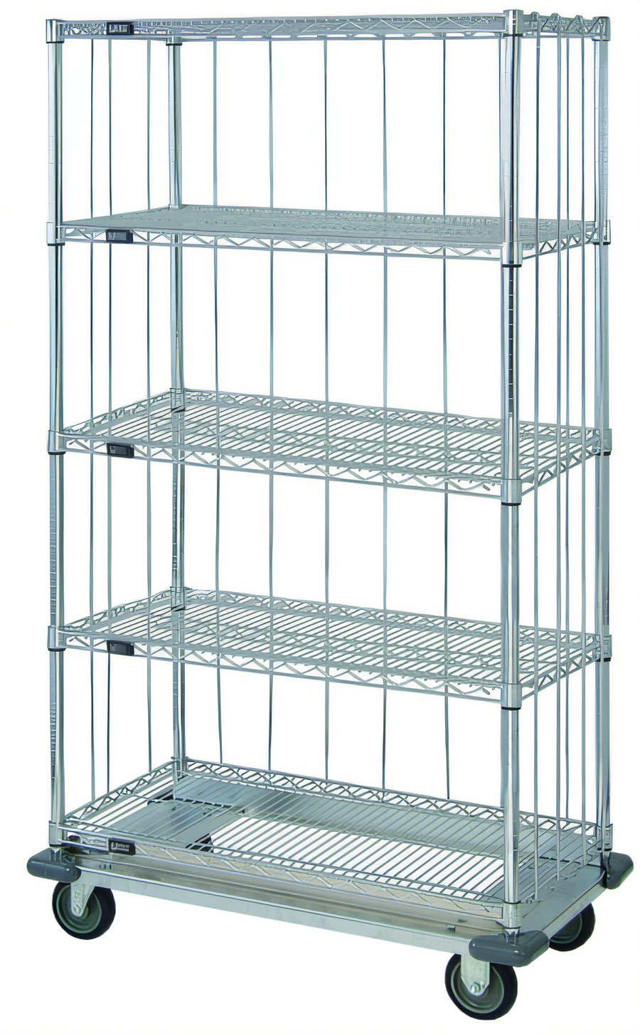 Product image #1 for Quantum Mobile Wire Shelving Enclosure Cart with 5 Shelves, 60 x 18 x 81 Inches, Chrome Finish